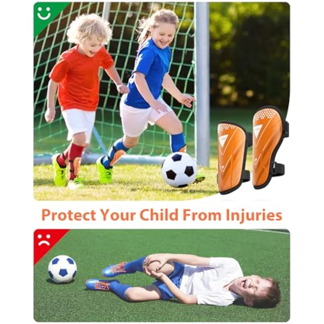 AirsFish Kids Football Shin Guards - CE Certified Soccer Shin Pads