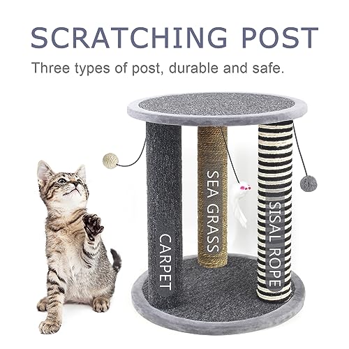 SONGWAY Cat Scratching Post Tree | 3-Pole Sisal & Carpet Scratcher Toy