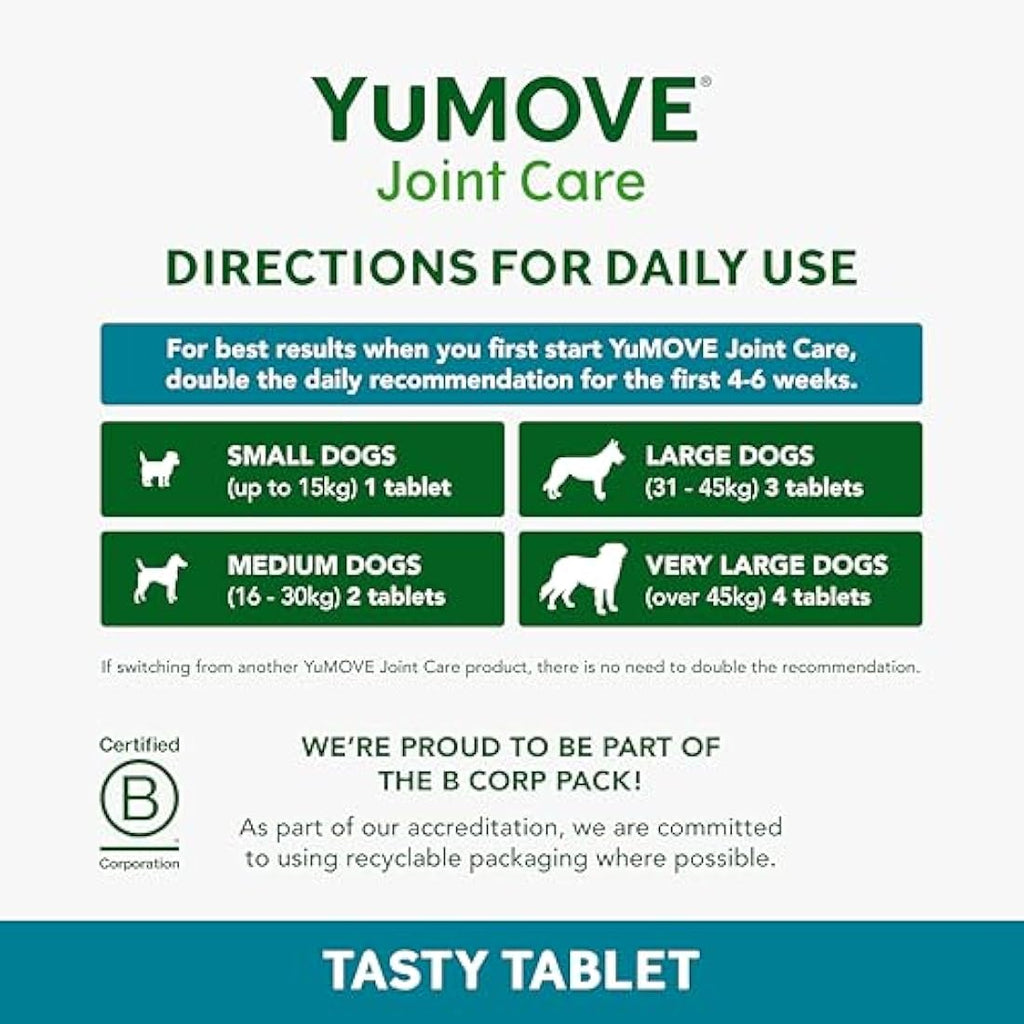 YuMOVE Working Dog Joint Supplement – Glucosamine & Chondroitin, 480 Tabs