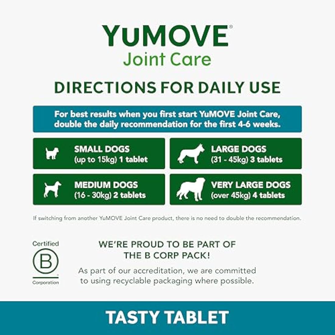 YuMOVE Working Dog Joint Supplement – Glucosamine & Chondroitin, 480 Tabs