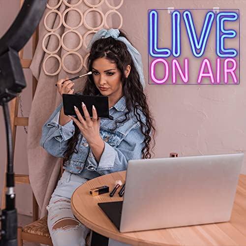 Looklight Live On Air Neon Sign | Blue & Pink LED Wall Art for Streaming