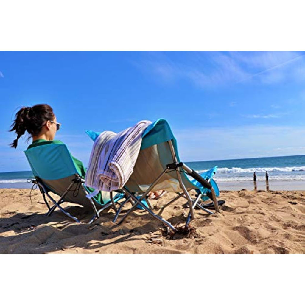 Nice C Low Beach Camping Folding Chair – Heavy Duty 300lb Capacity, Blue