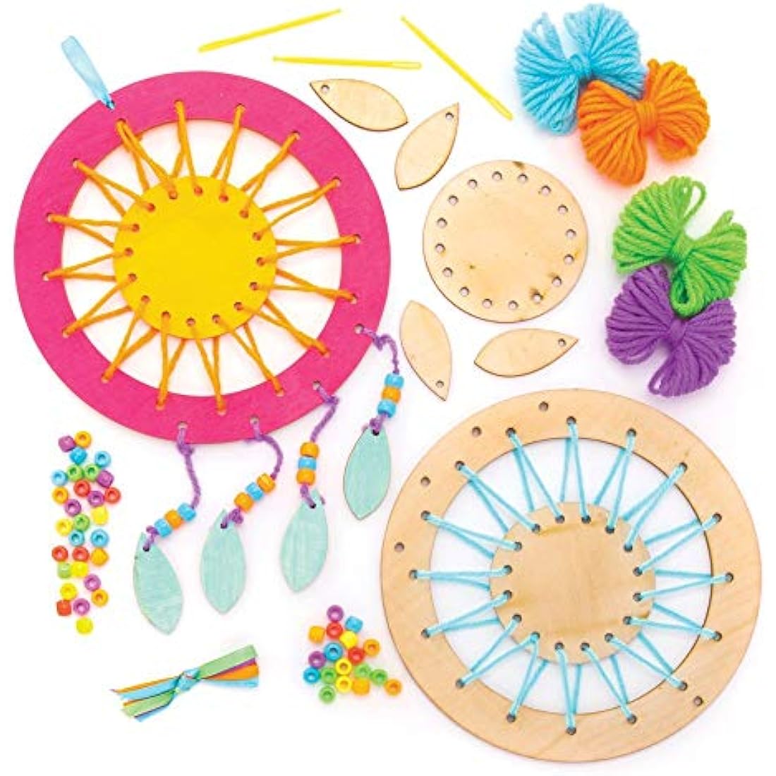 Baker Ross Wooden Dream Catcher Kit for Kids Arts and Crafts – 4 Pack