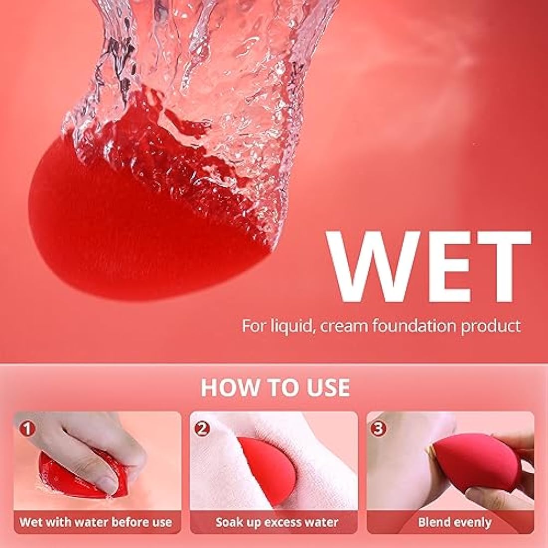 BEAKEY Makeup Sponges | 5 Pcs Latex-Free Foundation Blender Set