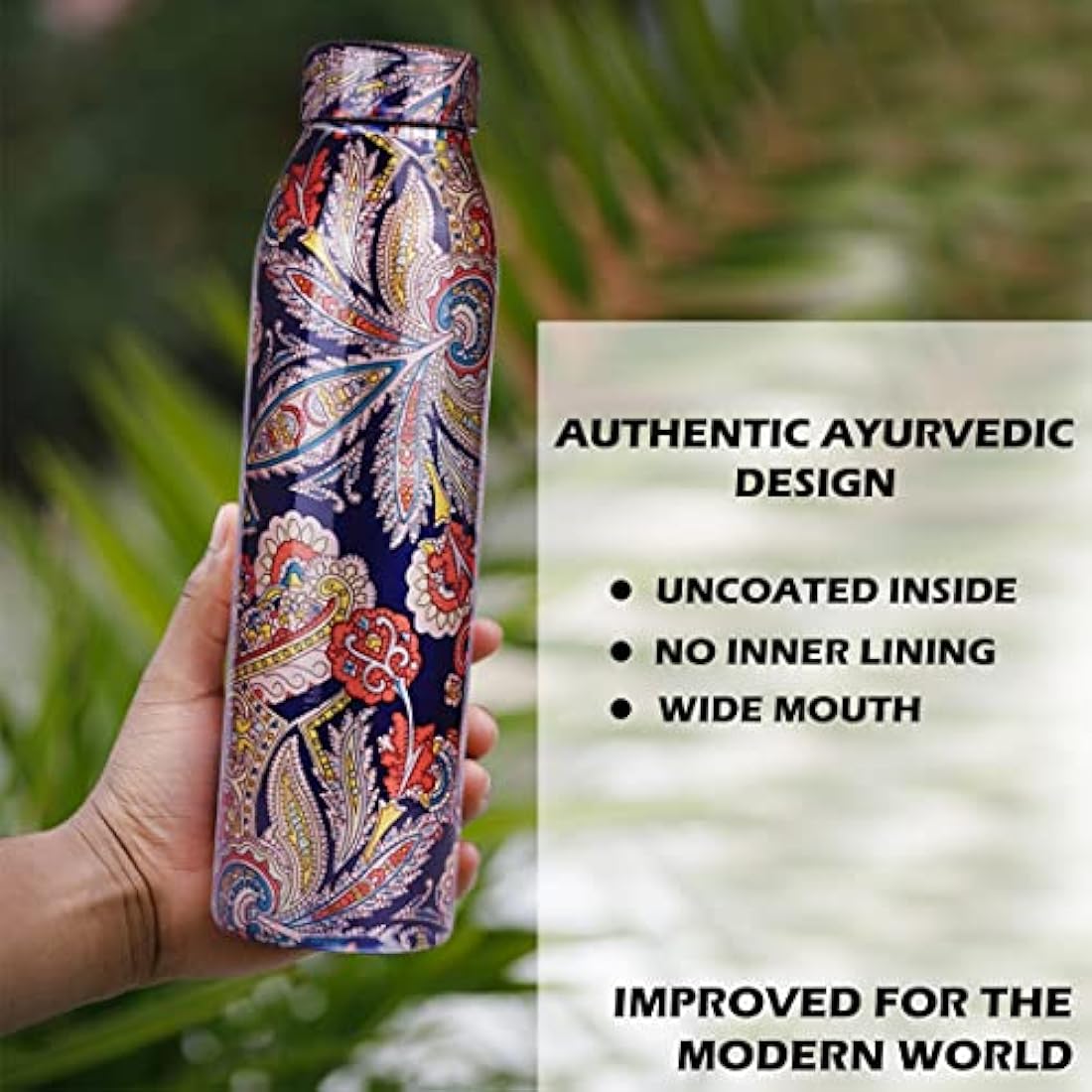 Copper Water Bottle 1L - 3 Pack Plain, Hammered & Printed