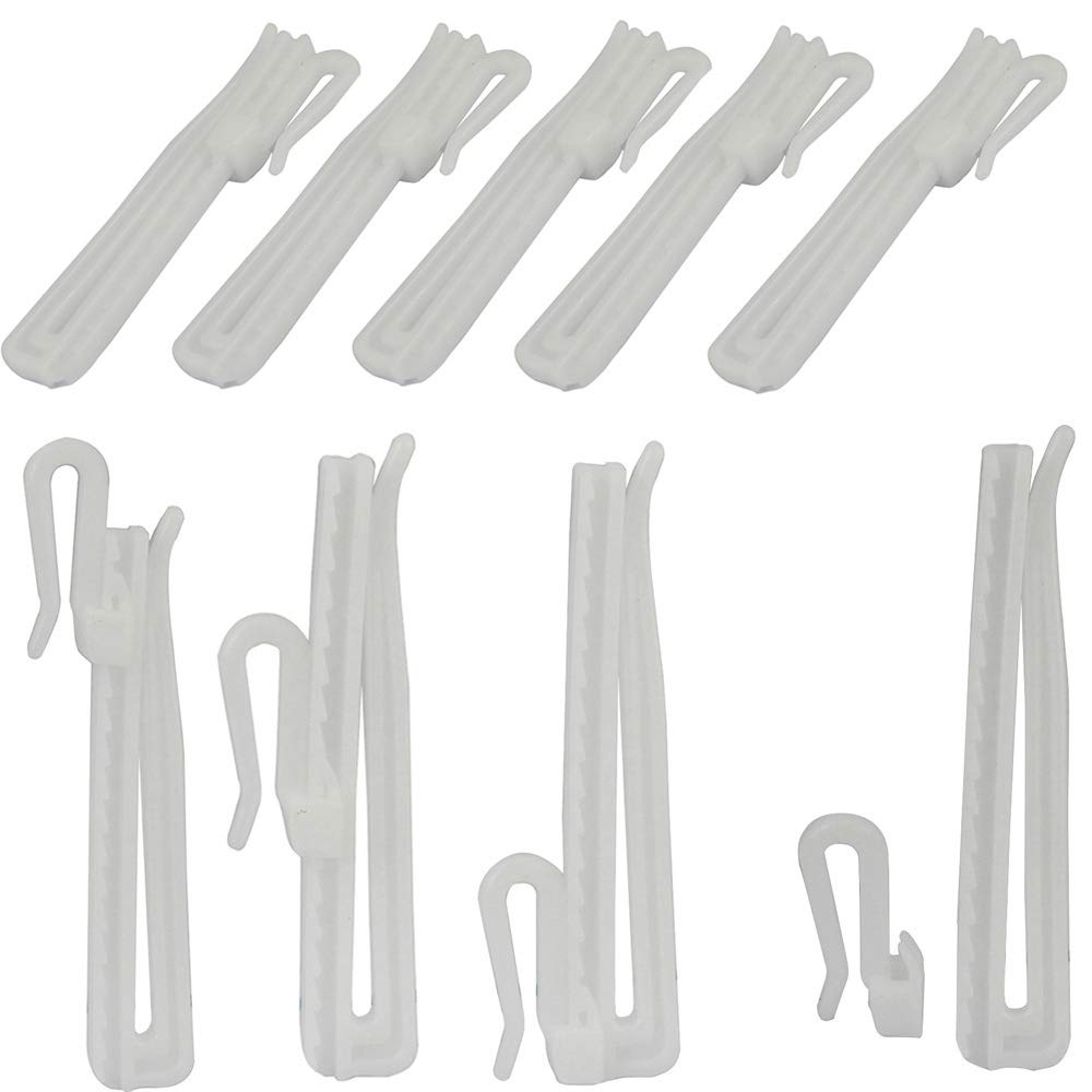 30-Piece Adjustable Plastic Pinch Pleat Curtain Hooks – White