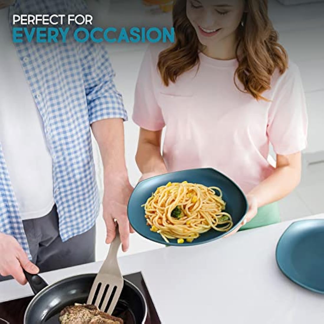 Greentainer 16-Piece Unbreakable Plastic Dinnerware Set | Service for 4