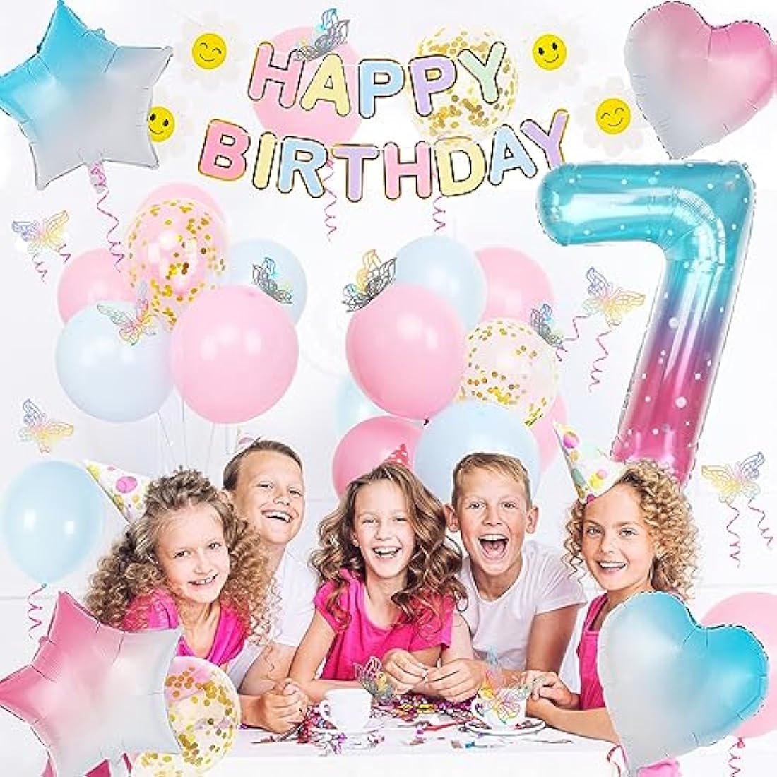 7th Birthday Decorations – Gradient Number 7 Balloon Kit