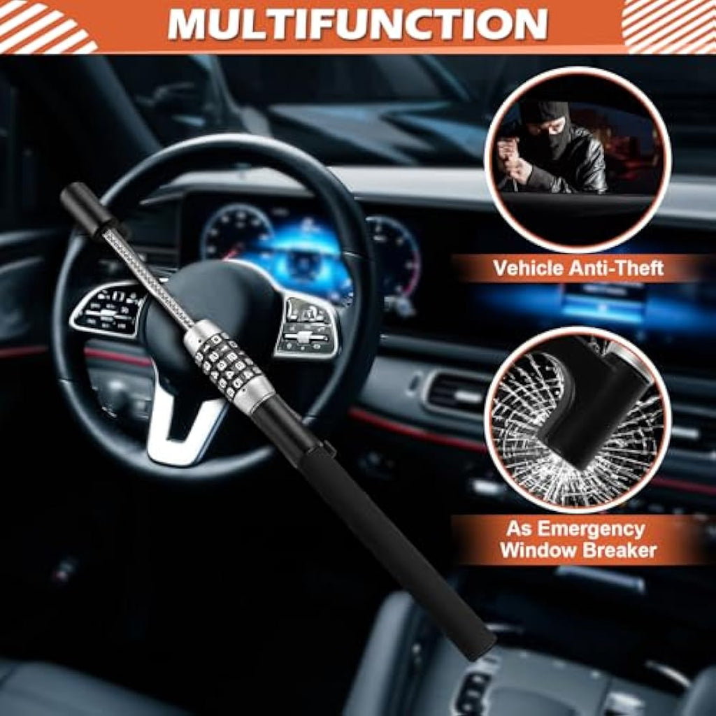 Tevlaphee Steering Wheel Lock – 5-Digit Keyless Anti-Theft Device (Black)