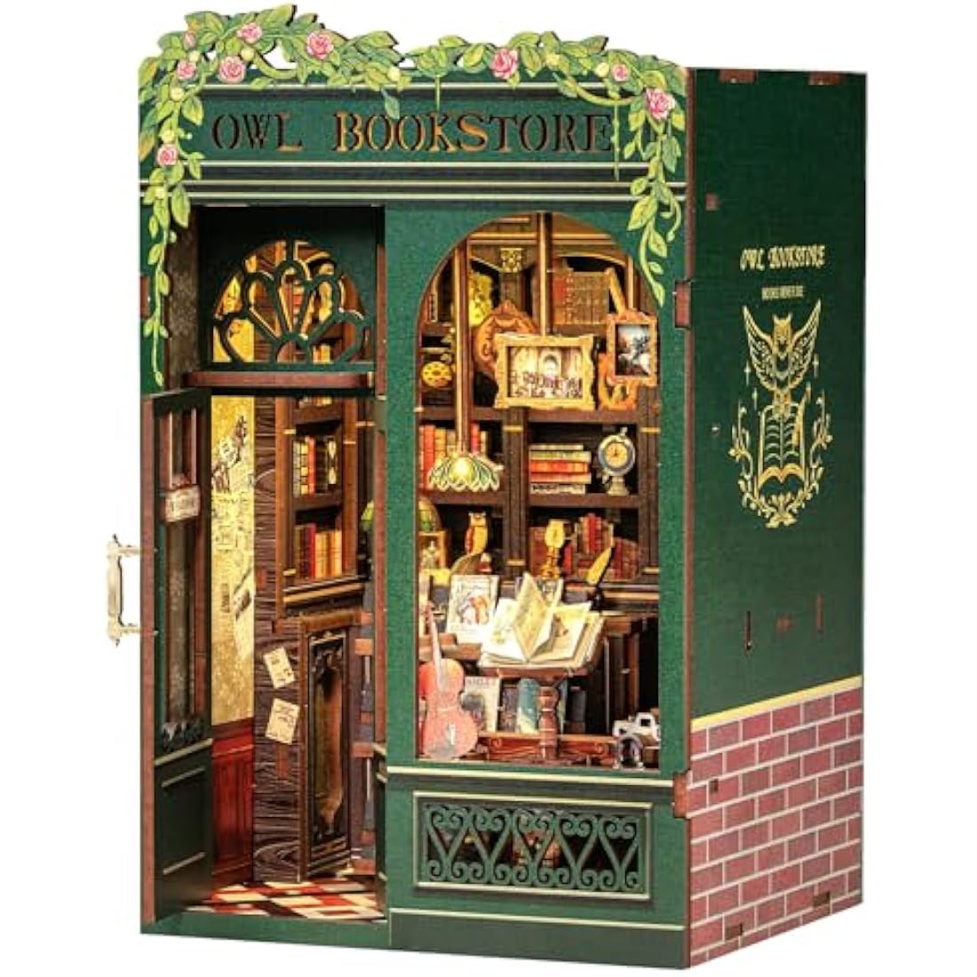 CUTEBEE Owl Bookstore Book Nook Kit - 3D Wooden Miniature DIY Puzzle