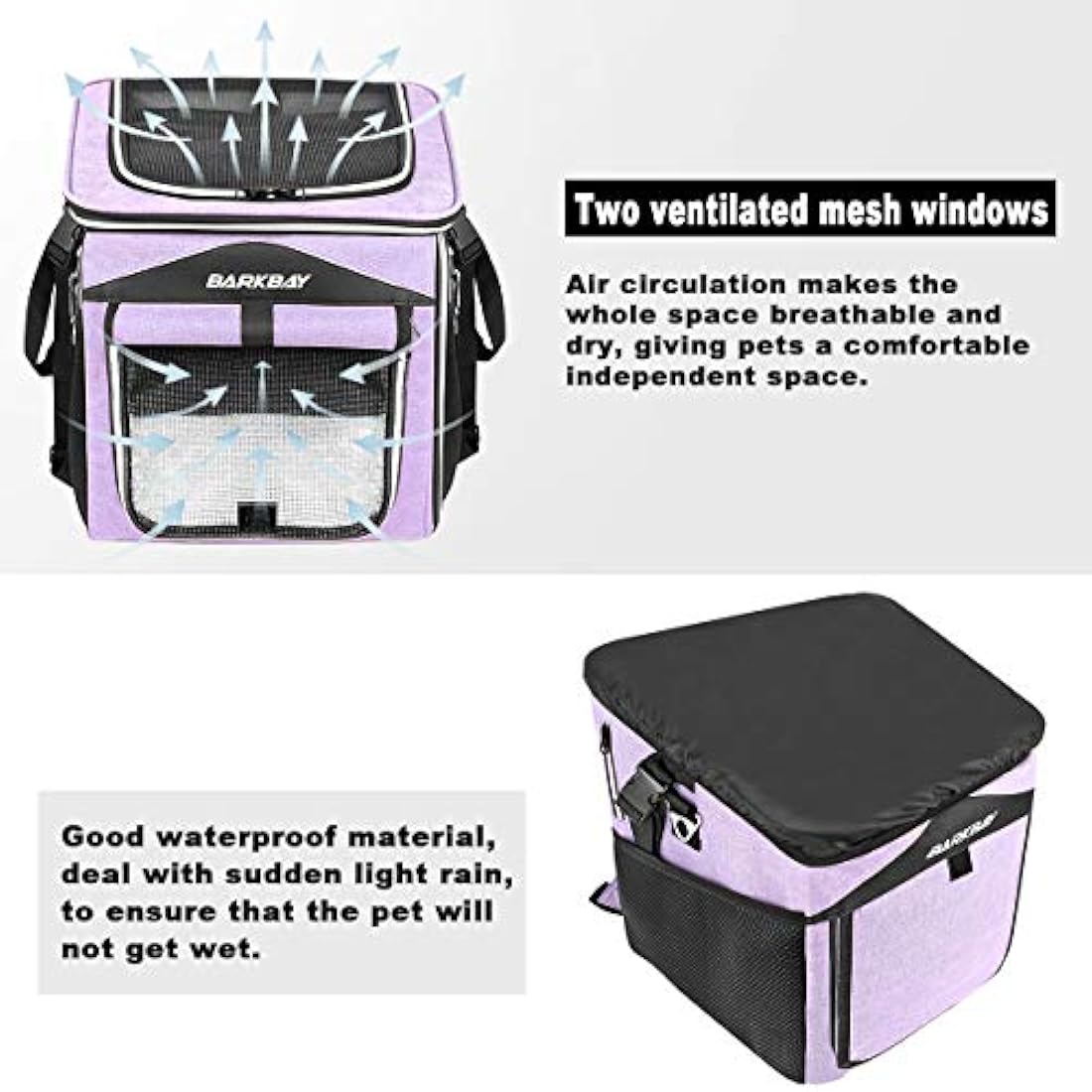 BARKBAY Dog Bike Basket Carrier – Foldable Pet Travel Bag, Purple