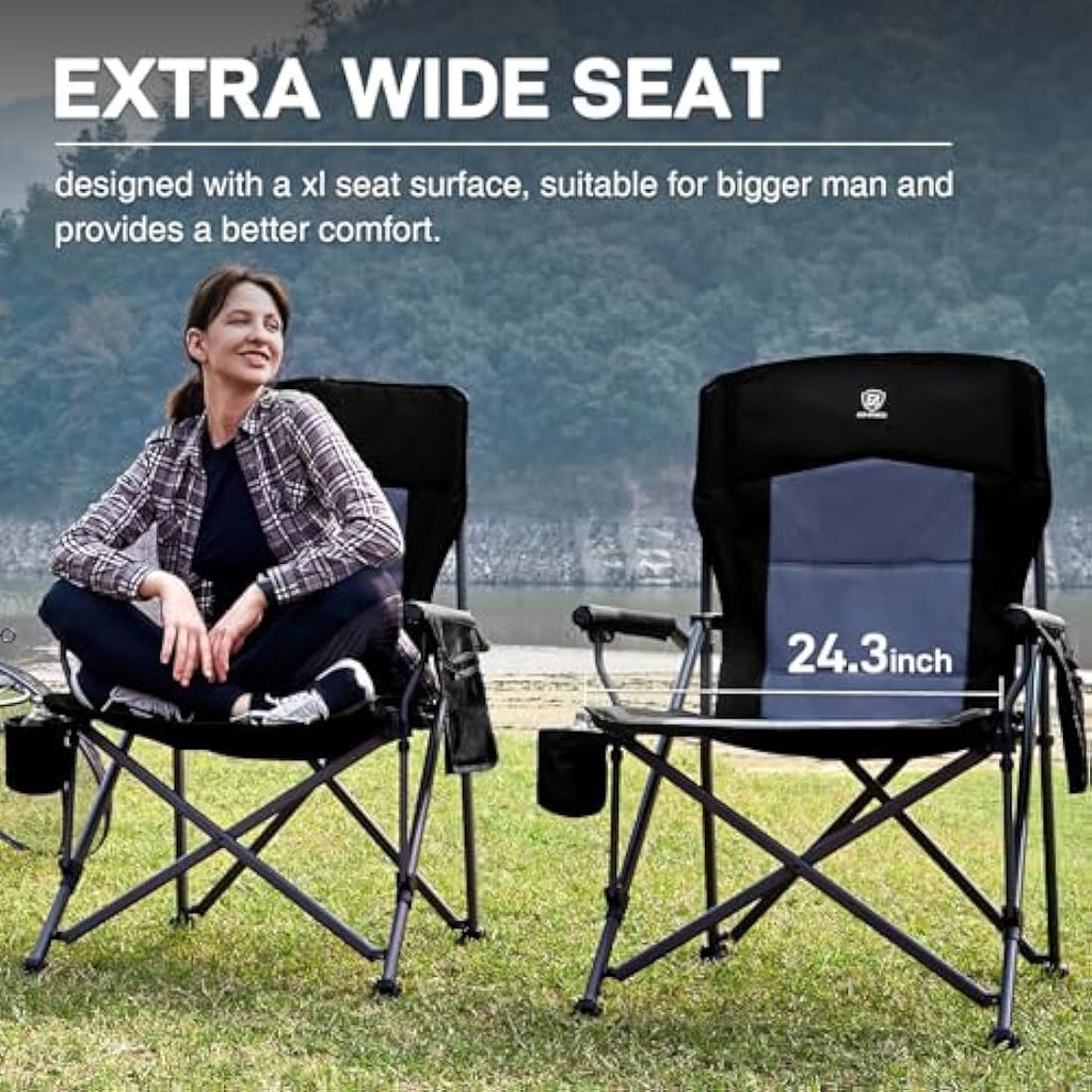 EVER ADVANCED Oversized Camping Chair – Heavy Duty 230kg Folding Seat