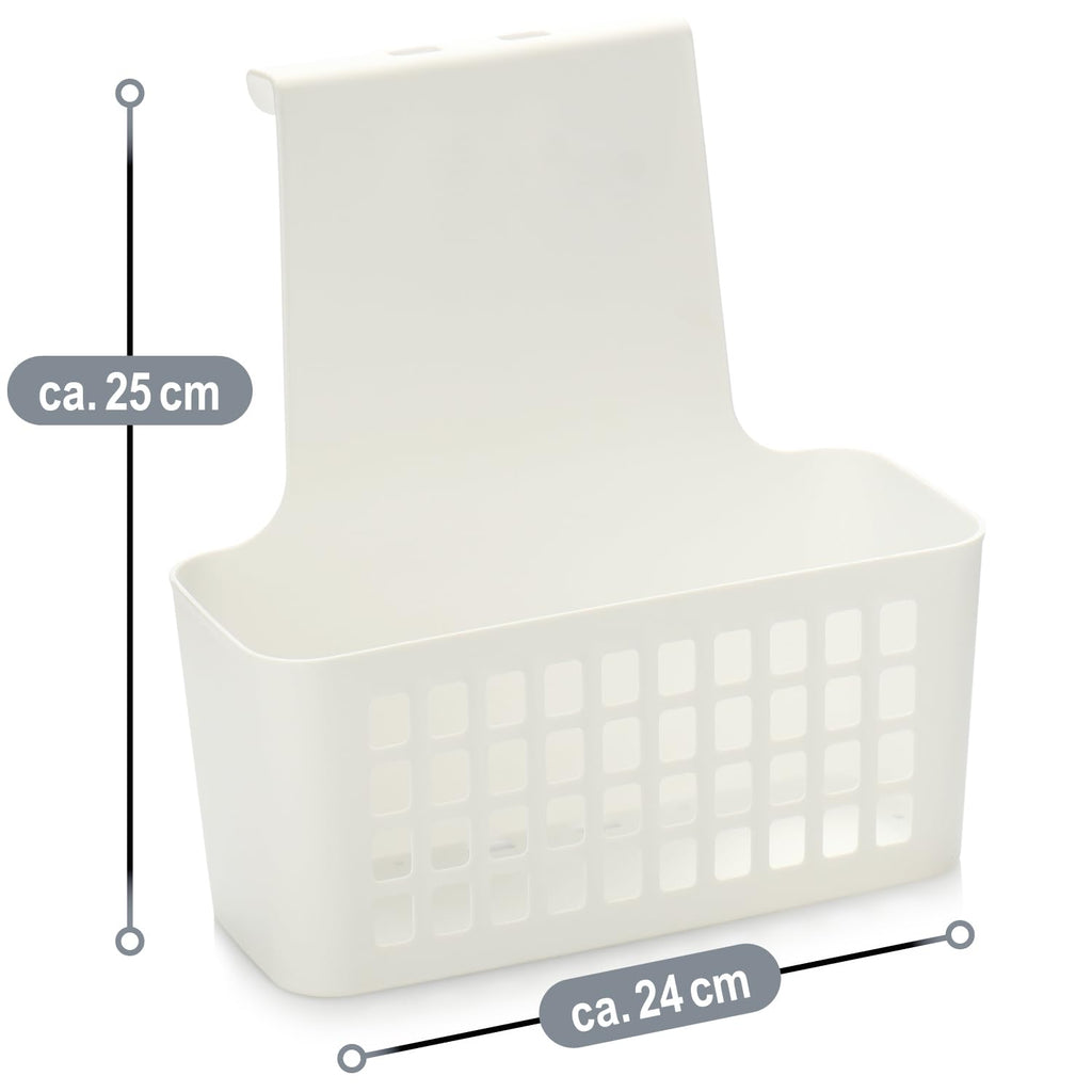 com-four® 2x Hanging basket, Robust storage box made of plastic