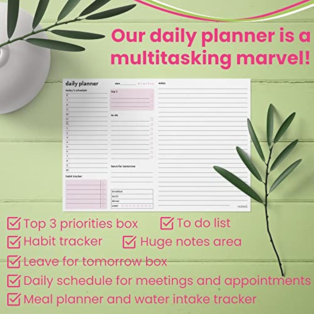 Jolof Store A4 Daily Planner Pad – 52 Tear Off Sheets with Habit Tracker