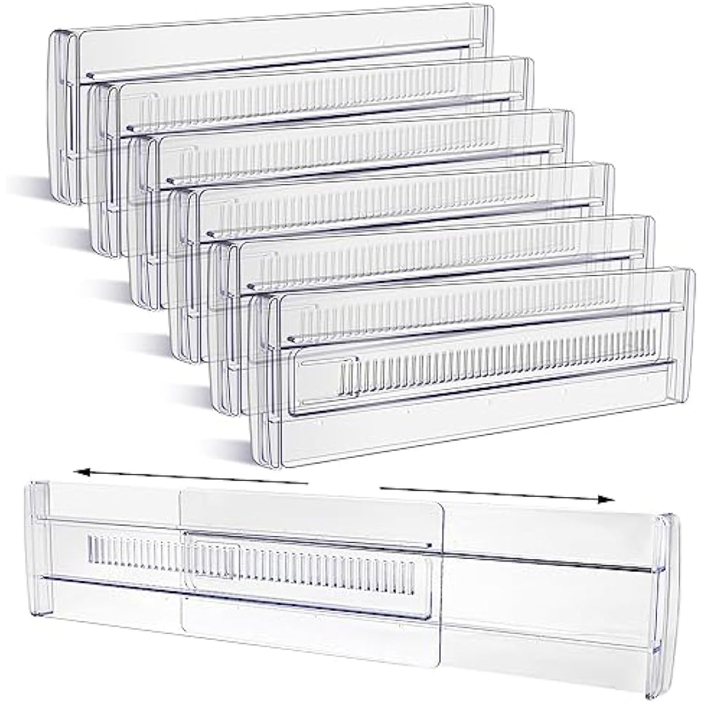 Yafe 6-Pack Adjustable Drawer Dividers – Clear Plastic Organizers