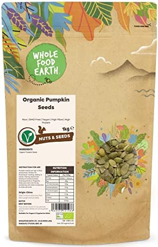 Wholefood Earth Organic Pumpkin Seeds – 1kg High Protein & Fibre
