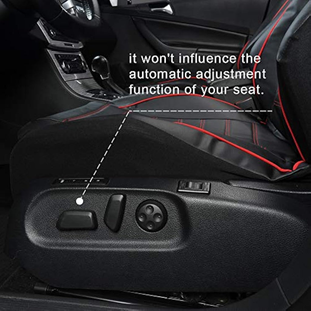 TOYOUN Universal PU Leather Car Front Seat Covers - 2PC Red Bucket Set
