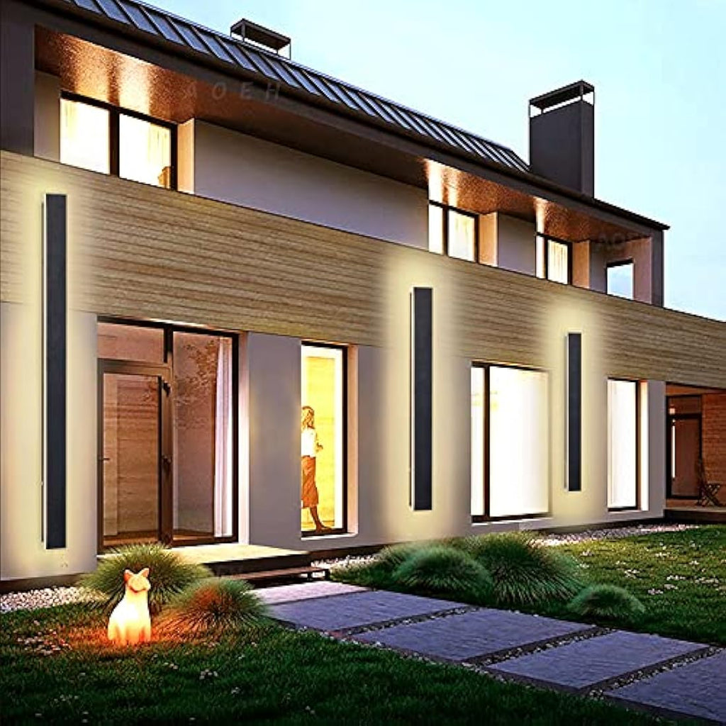 Modern LED Outdoor Wall Light | 100cm Black IP65 Waterproof