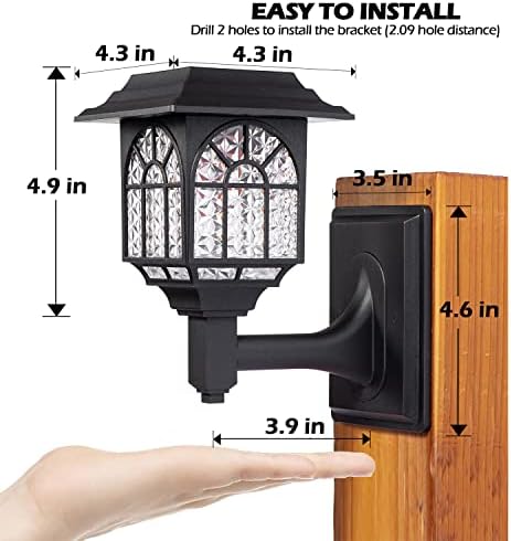 LeiDrail Solar Fence Lights – Waterproof Warm White Outdoor Wall Decor, 4 Pack