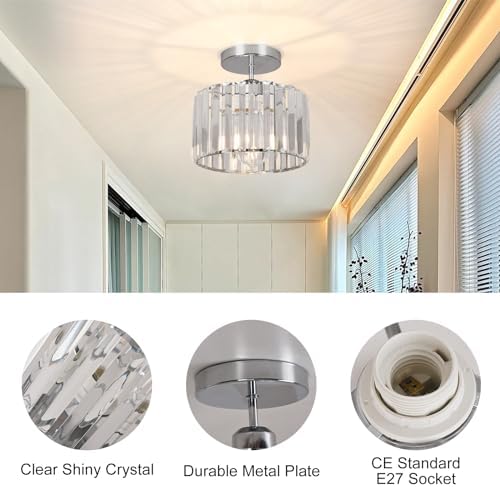 Crystal Ceiling Light – Modern Rose Gold Flush Mount Lamp