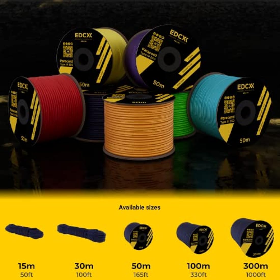 EDCX 550 Paracord Type III – 4mm Nylon Rope for Camping and DIY Crafting