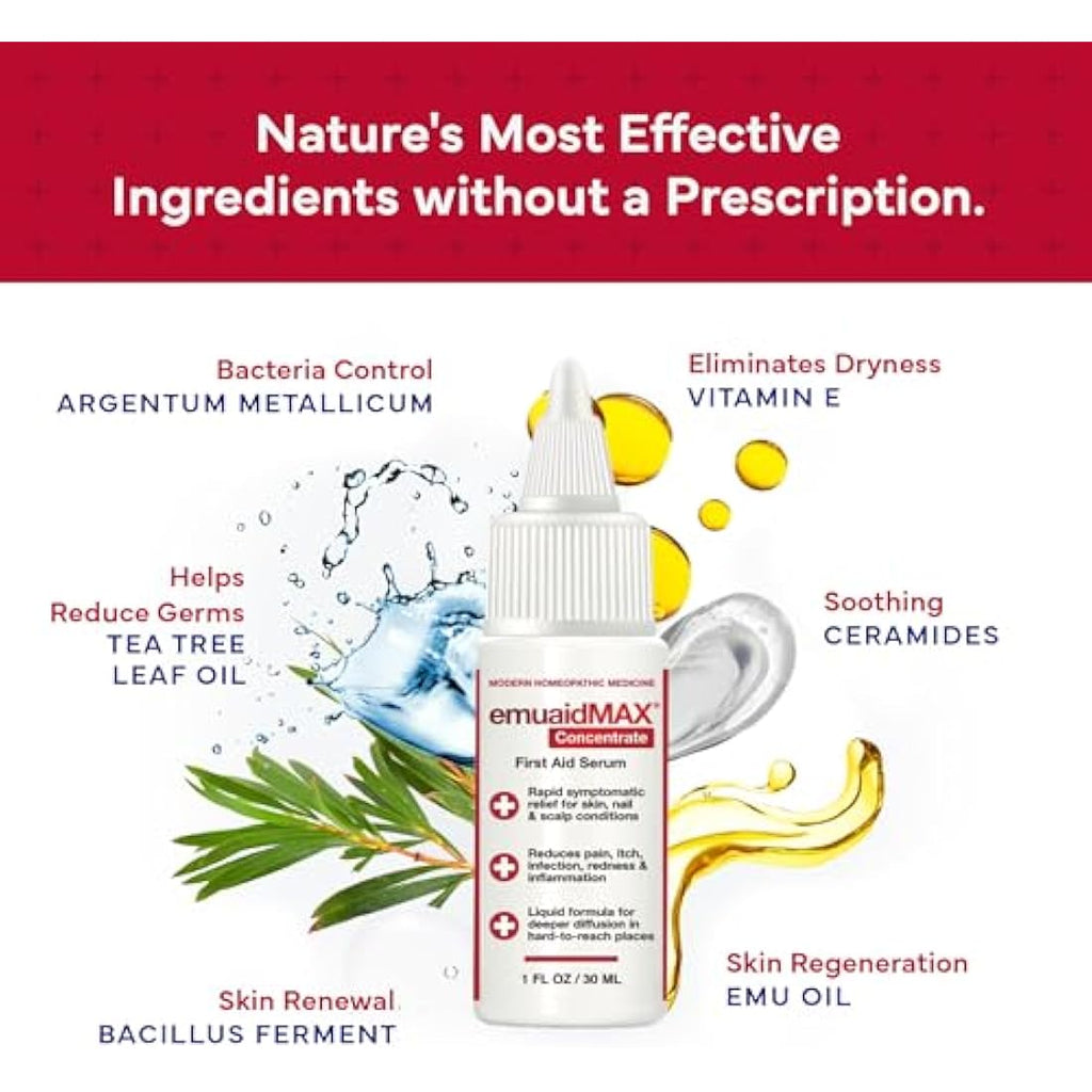 EMUAIDMAX First Aid Serum – Natural Eczema & Psoriasis Relief, 1 oz