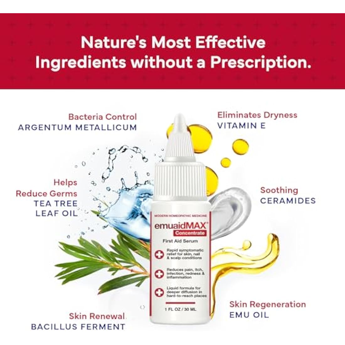 EMUAIDMAX First Aid Serum – Natural Eczema & Psoriasis Relief, 1 oz