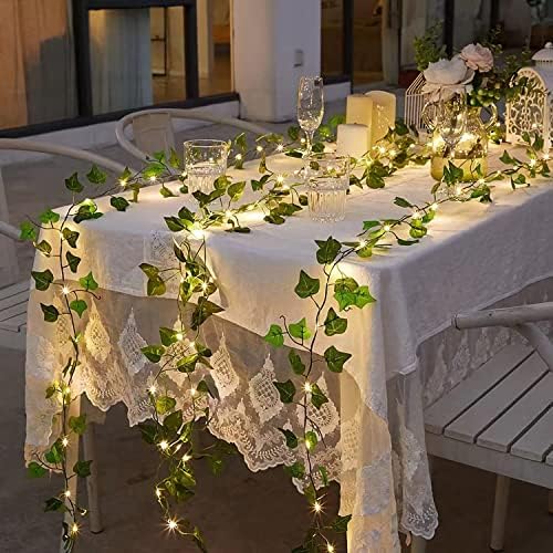 Jolof Store Artificial Ivy Vines with Lights - 4 Pack 80 LED Fairy Garland