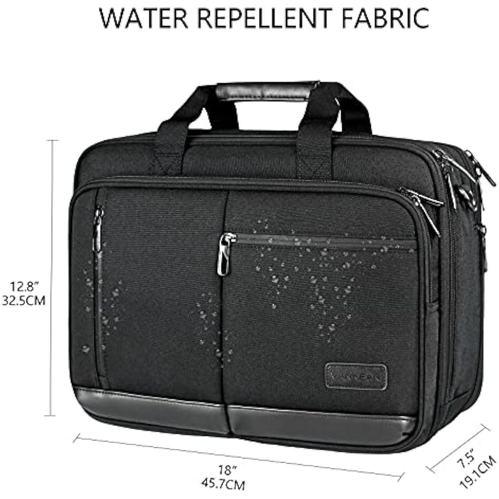 VANKEAN 17.3 Inch Laptop Briefcase | Expandable Water-Repellent Bag