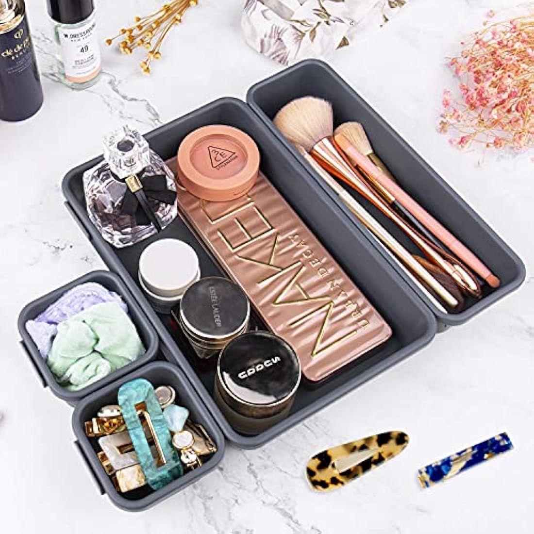 Addis 8-Piece Interlocking Drawer Organiser Trays | White Plastic Dividers