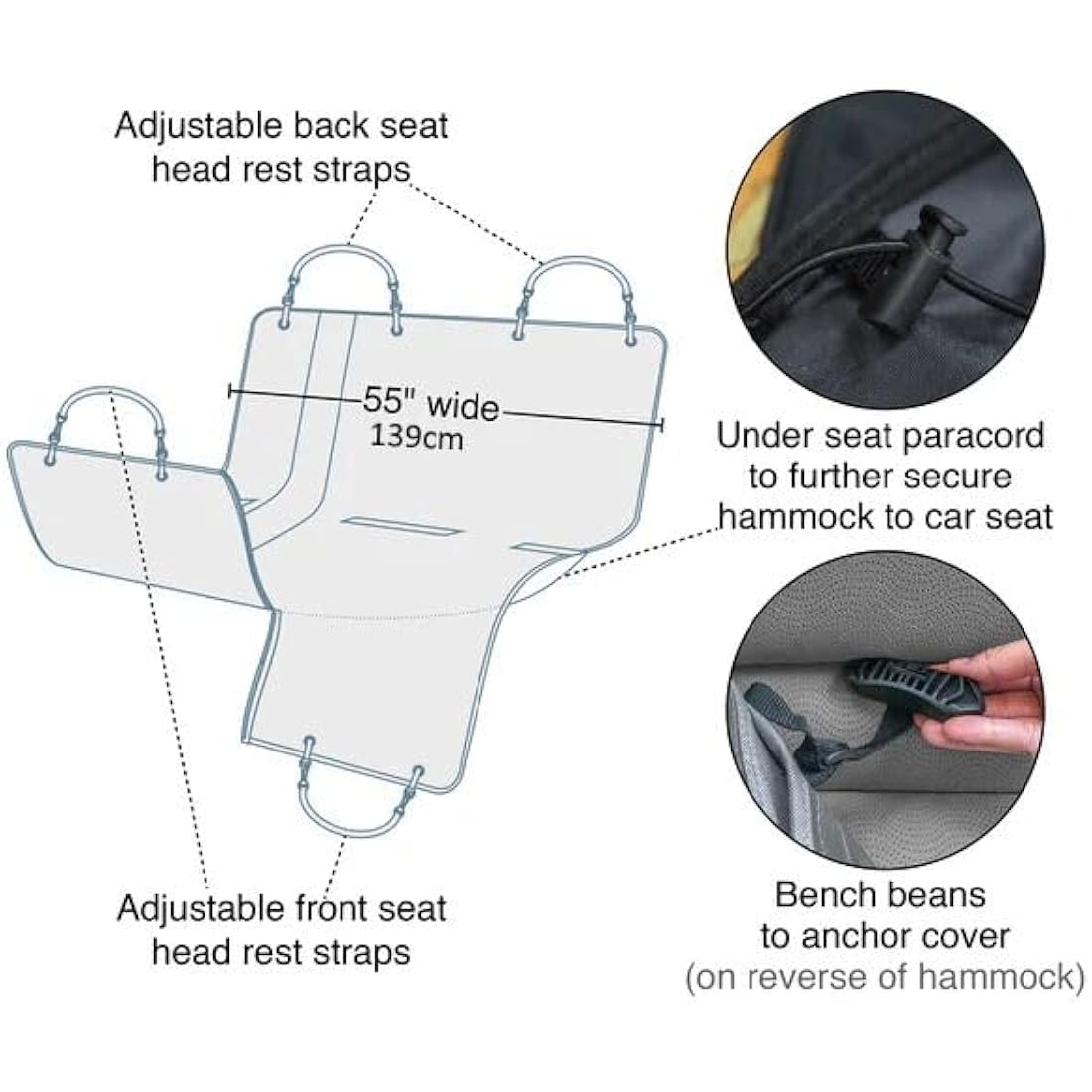 Kurgo Wander Dog Car Seat Hammock - Waterproof & Scratch-Resistant