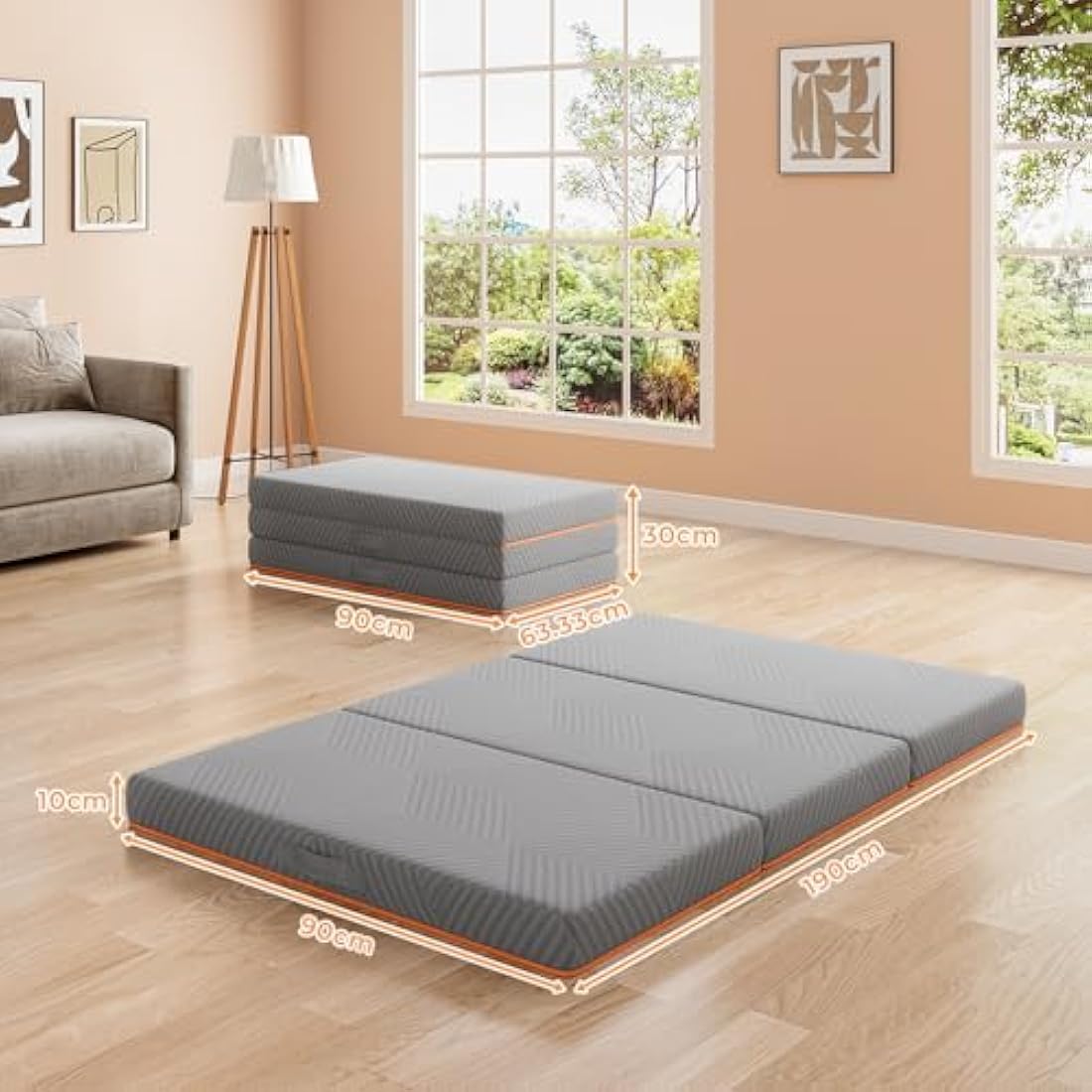 Vesgantti Tri-fold Mattress – 10cm Gel Memory Foam Single Guest Bed