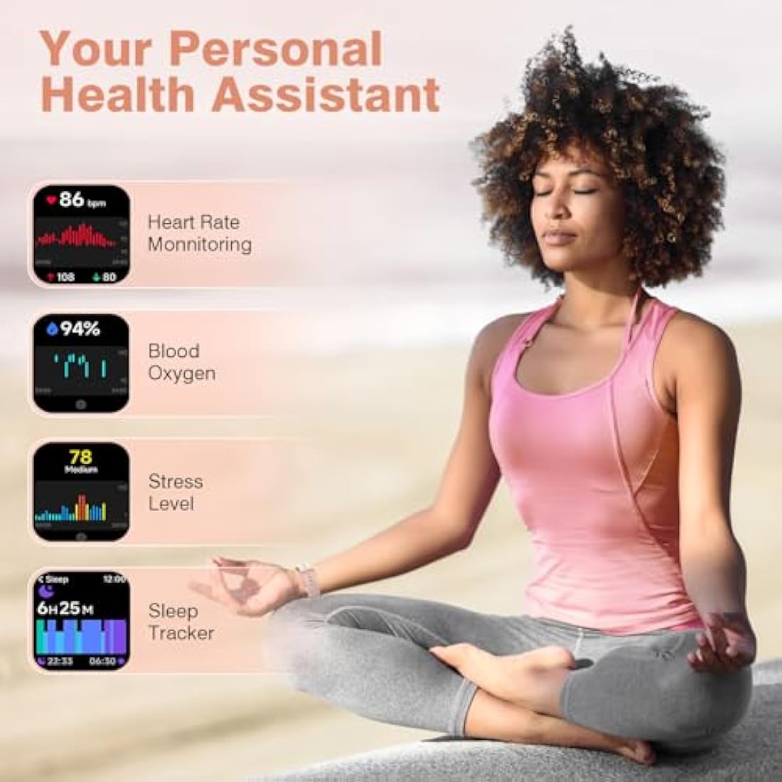 Fitpolo Smart Watch – 1.8" Fitness Tracker with Alexa & Bluetooth Calling