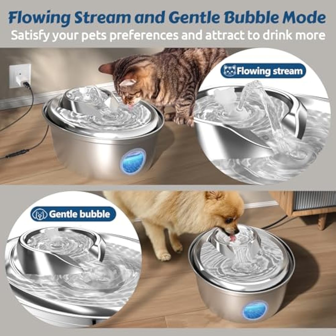 GoldenSun Stainless Steel Cat Water Fountain | 3L Automatic Pet Fountain