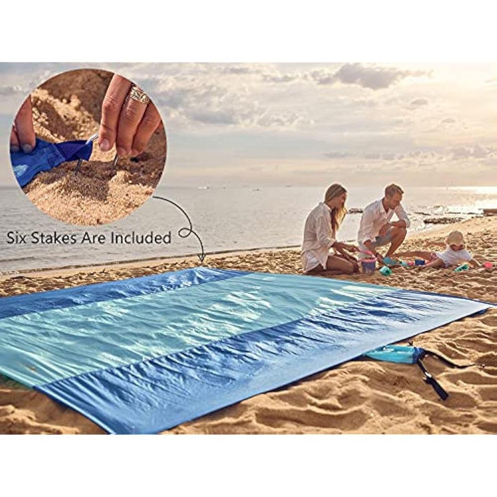 Wekapo Sand Free Beach Blanket | 10'x9' Oversized Ripstop Nylon Mat