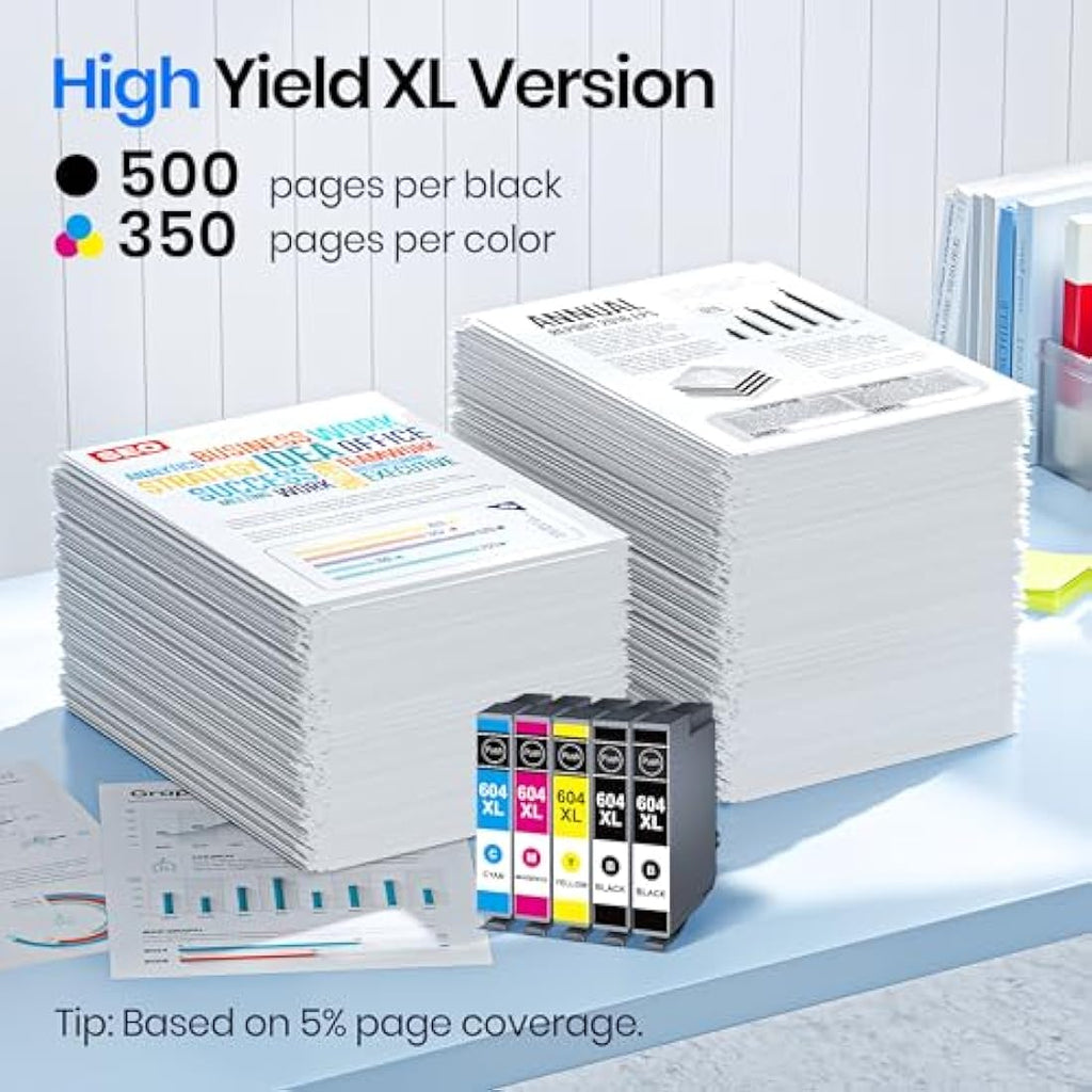 Gureef 604XL Ink Cartridges for Epson XP-2200 XP-3200 WF-2935 | 10 Pack