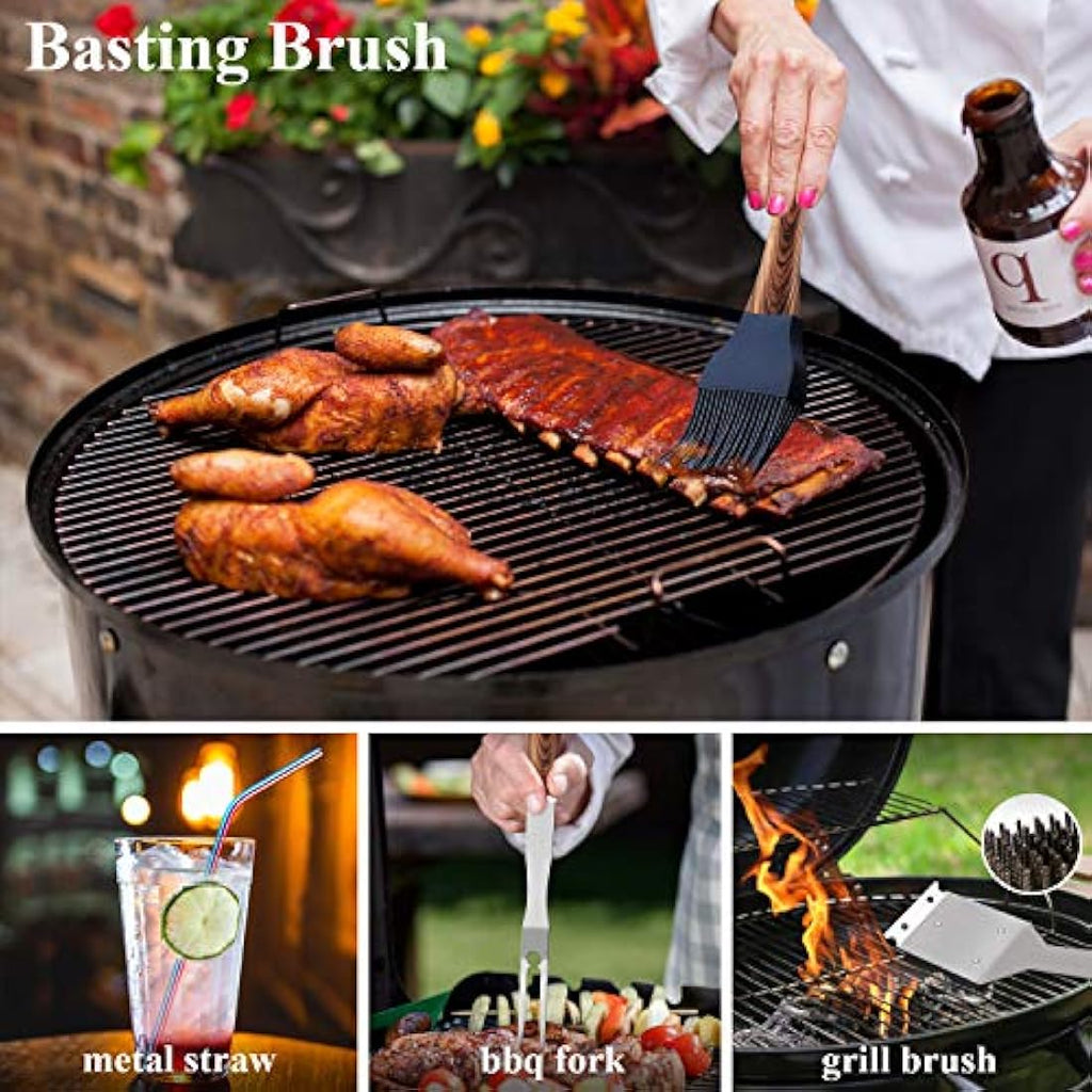 ROMANTICIST 26pcs Stainless Steel Grill Tool Set with Aluminum Case
