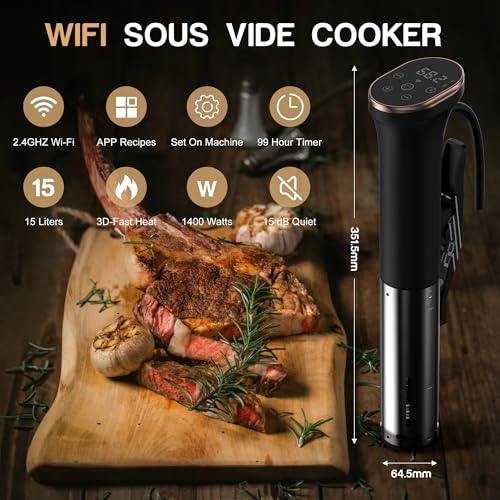Karinear WiFi Sous Vide Machine – 1100W Stainless Steel Immersion Circulator