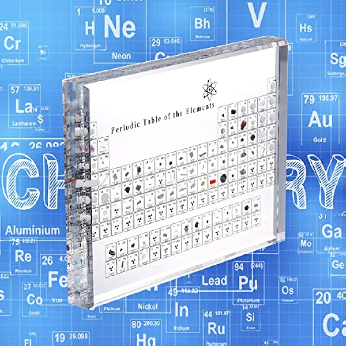Jolof Store Acrylic Periodic Table Display with Real Chemical Elements