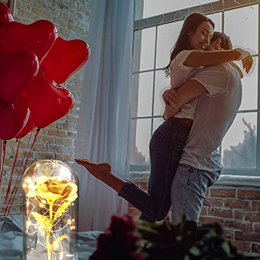 TINYOUTH 24K Gold Eternal Rose in Glass Dome with LED Lights | Jolof Store