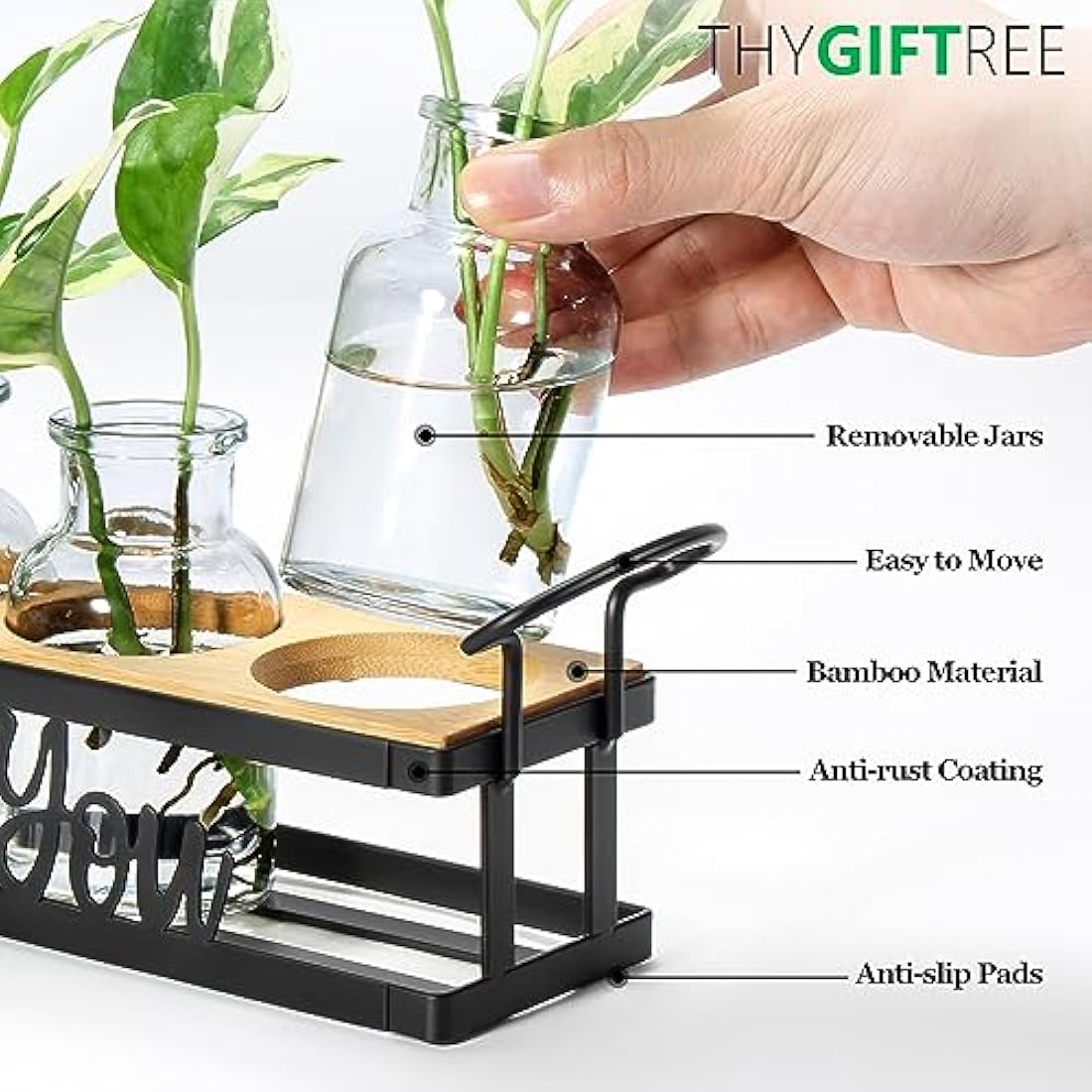 THYGIFTREE Plant Propagation Station | Metal Stand Glass Terrarium
