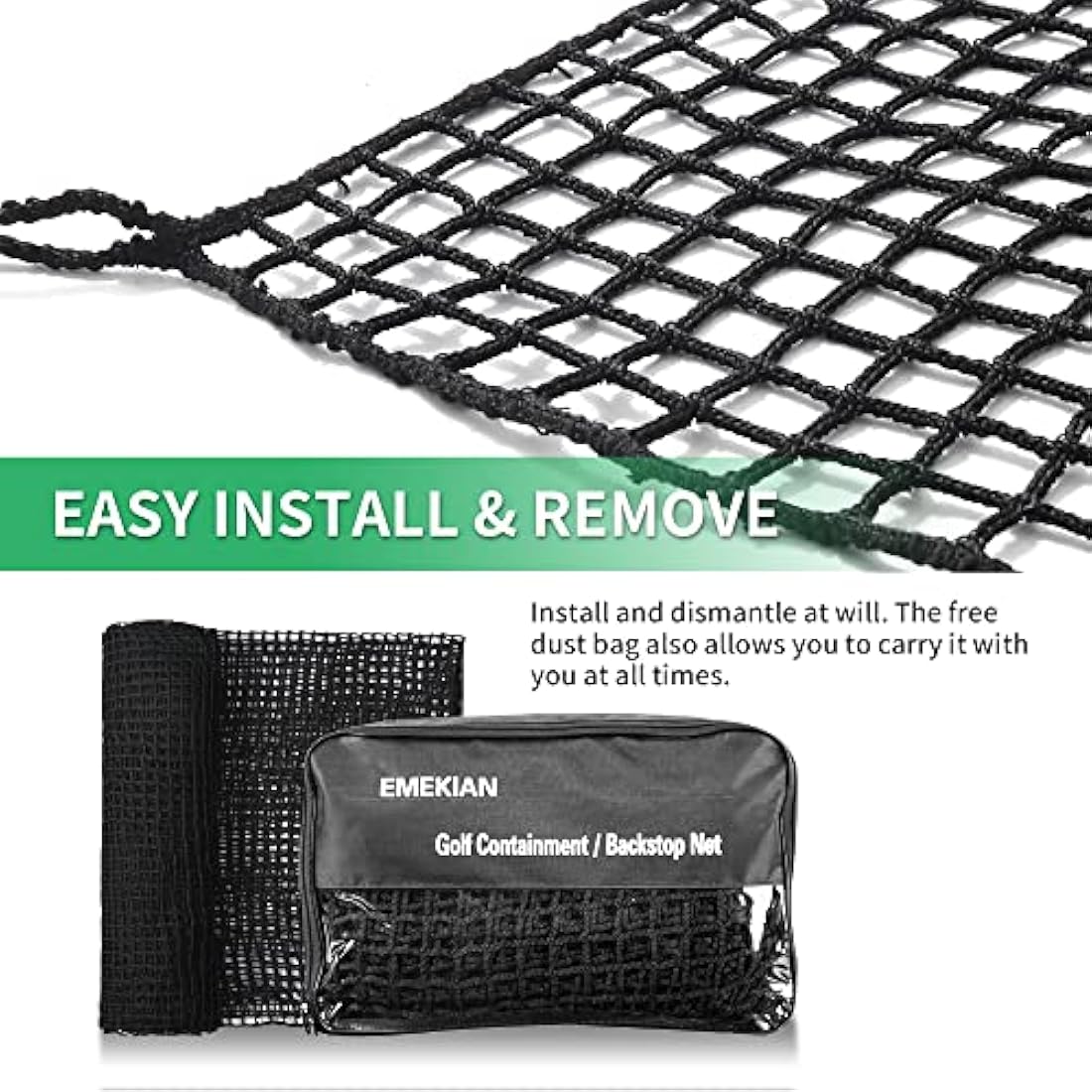 EMEKIAN Heavy Duty Golf Practice Net | 10x10ft Polyester Hitting Net