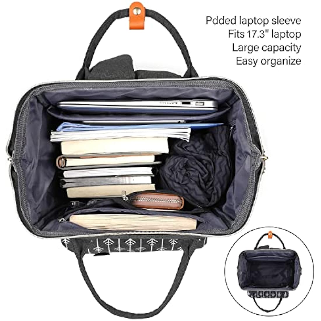RJEU Laptop Backpack – 15.6 Inch Waterproof Anti-Theft Travel Bag, Black