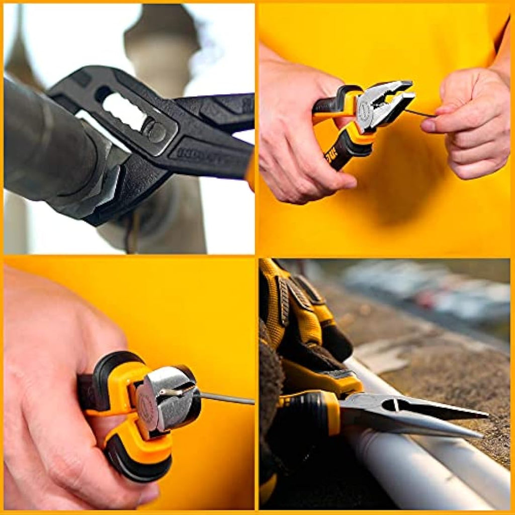 INGCO 4Pcs Pliers Set - CRV Steel Combination, Cutting & Pump Pliers