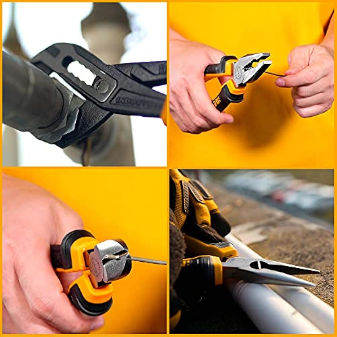 INGCO 4Pcs Pliers Set - CRV Steel Combination, Cutting & Pump Pliers