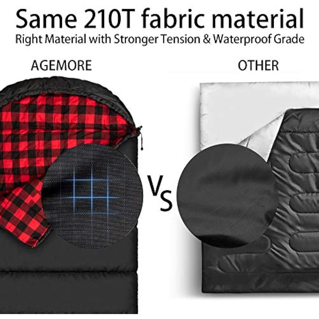 Mcota XL Cotton Flannel Sleeping Bag | 3-4 Season Waterproof Camping Gear