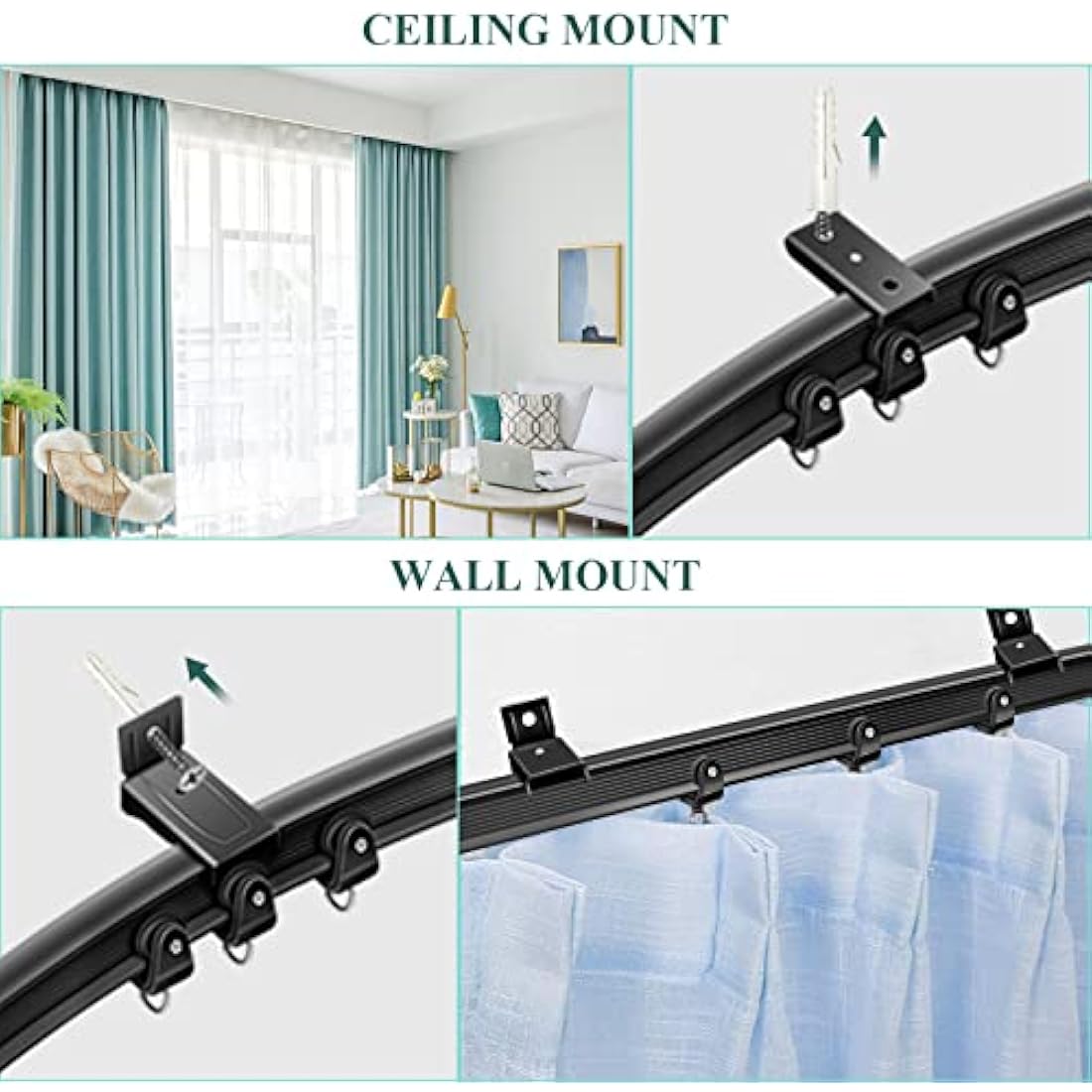 20FT Flexible Ceiling Curtain Track – Bendable Wall Mount Rail