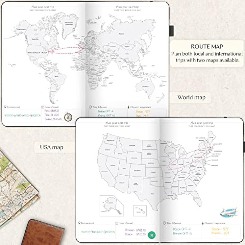 Legend Travel Planner – A5 Eco-Leather Vacation Itinerary & Journal, Black