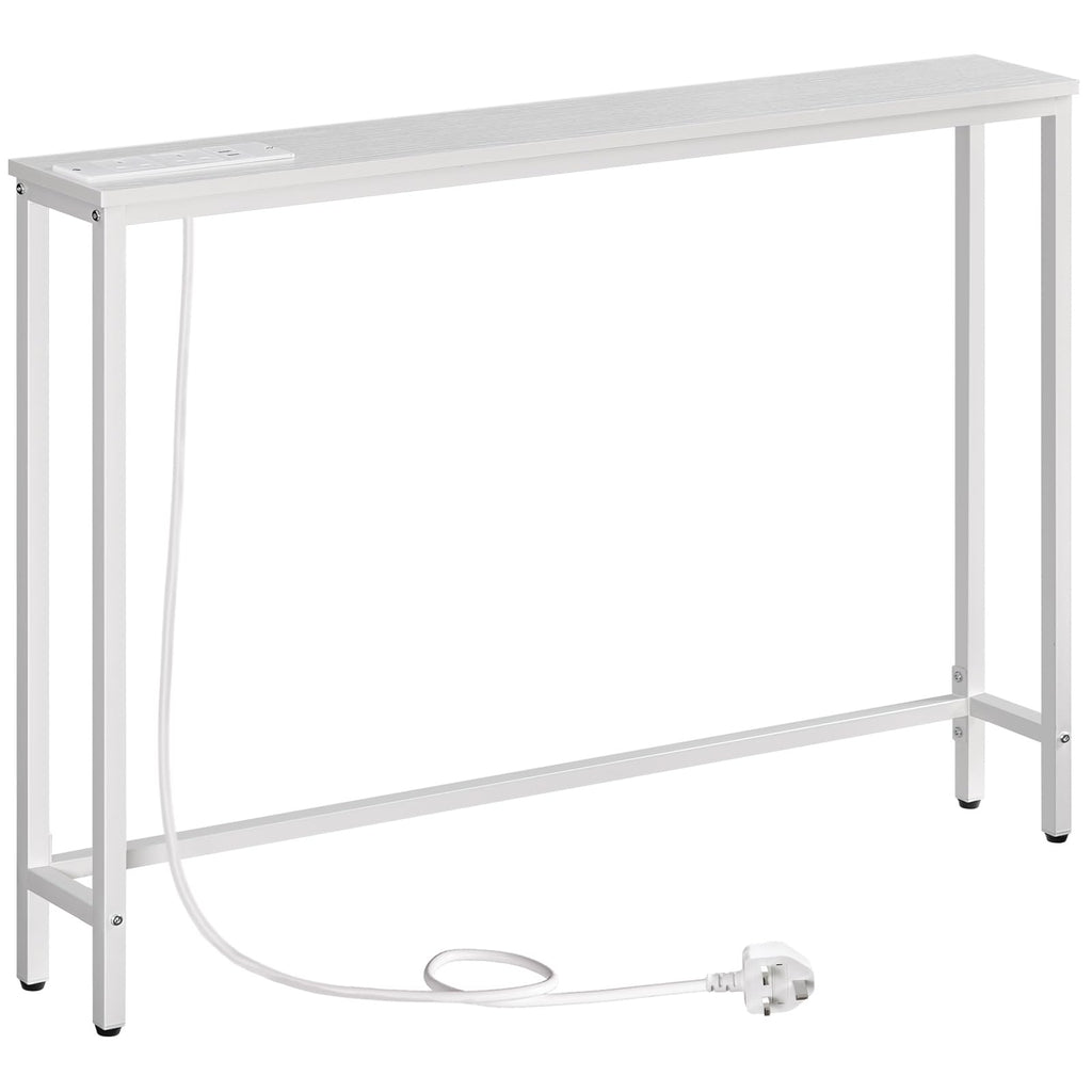 HOOBRO Slim Console Table with Charging Station | 100cm Narrow Sofa Table