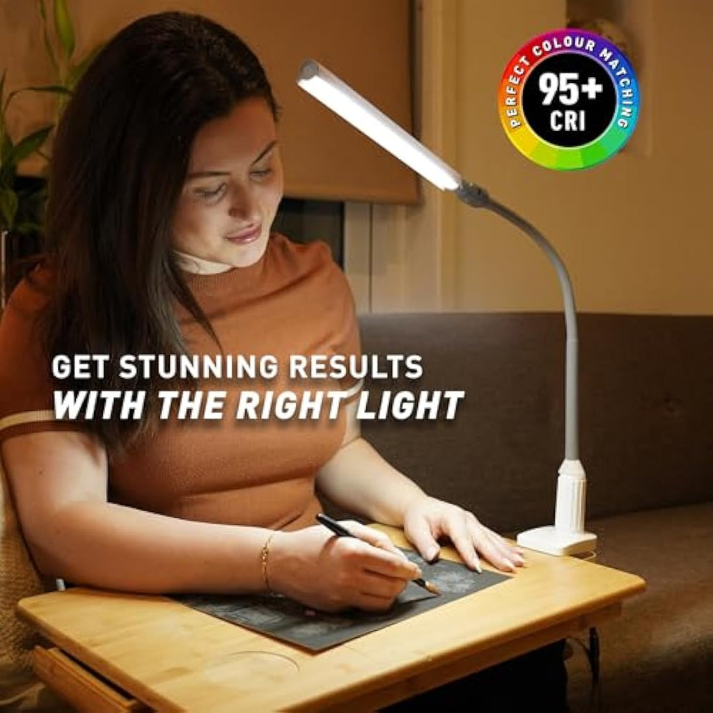 Daylight UnoPro Clamp Lamp | High CRI 95 LED Task Light - White